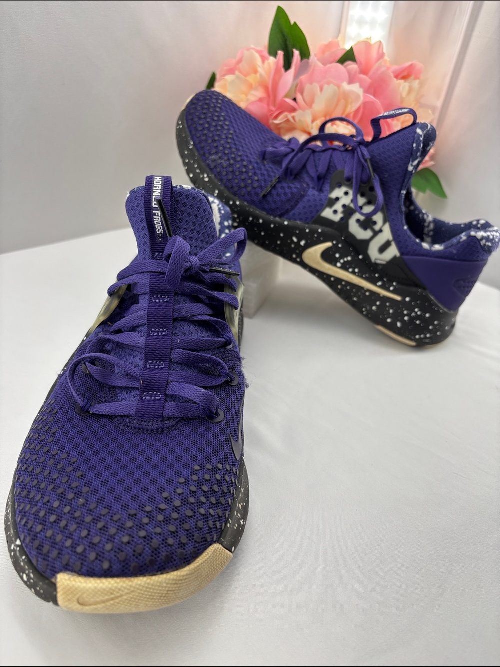 Nike Women’s 7 Purple TCU Athletic Shoes with SPECKLE Accent#762